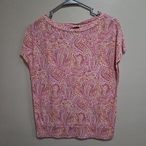 Talbots Women's Size Small Short Sleeve Top, Multicolored Paisley Print